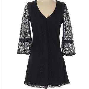 French Connection Navy Lace Dress with Bell Sleeve